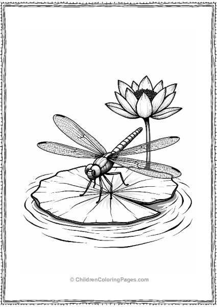 Dragonfly On A Lily Pad Free PDF Printable