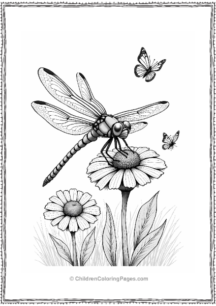 Dragonfly On A Marigold Free PDF Printable