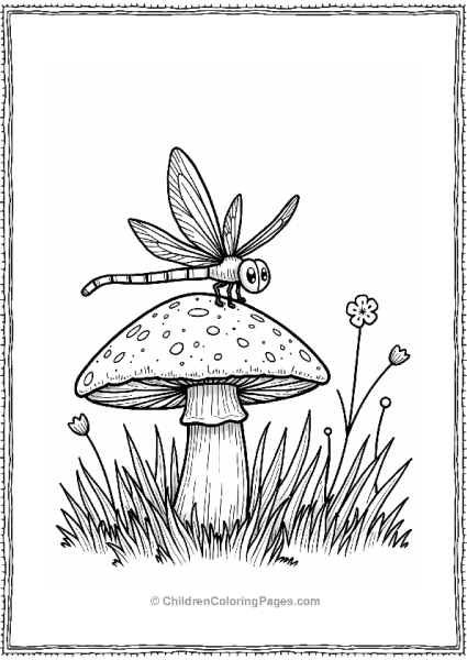 Dragonfly On A Mushroom In The Forest Free PDF Printable