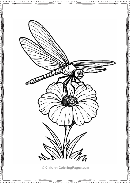 Dragonfly On A Petunia Flower Free PDF Printable