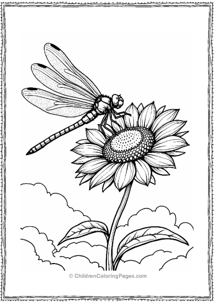 Dragonfly On A Sunflower Free PDF Printable