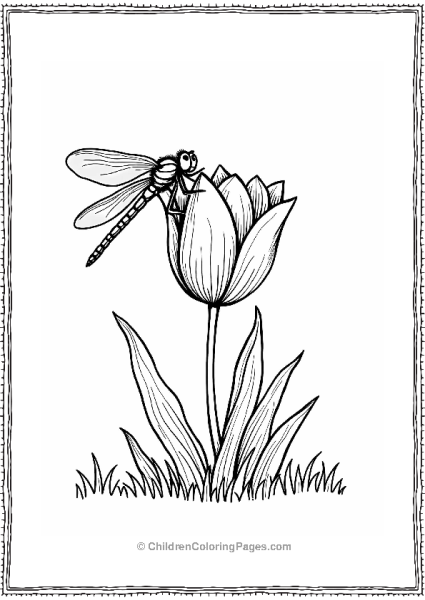 Dragonfly On A Tulip Free PDF Printable