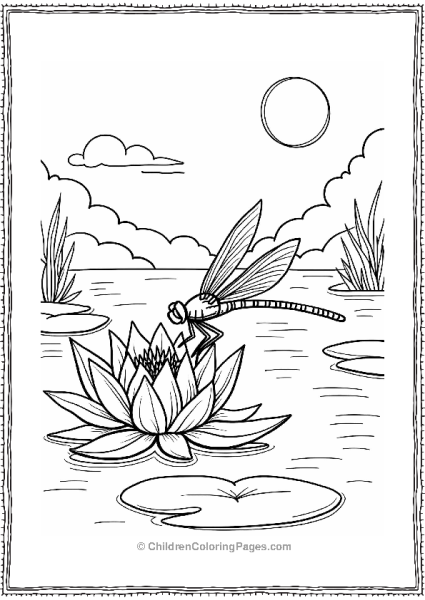 Dragonfly On A Water Lily Free PDF Printable