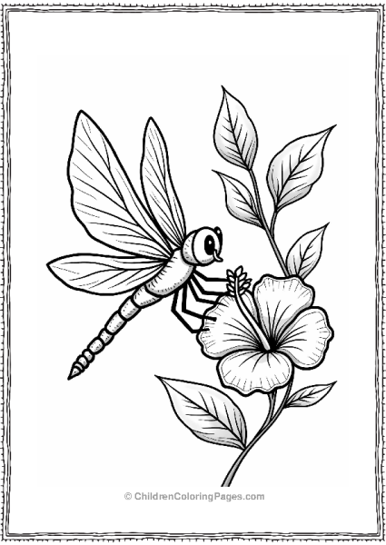 Dragonfly On Hibiscus Flower Free PDF Printable