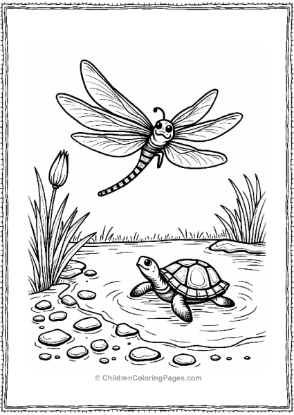 Dragonfly Over A Colorful Pond Free PDF Printable