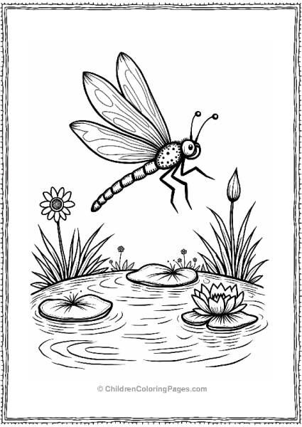 Dragonfly Over A Sparkling Pond Free PDF Printable