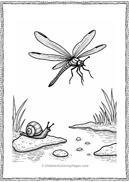 Dragonfly Over A Stream Free PDF Printable