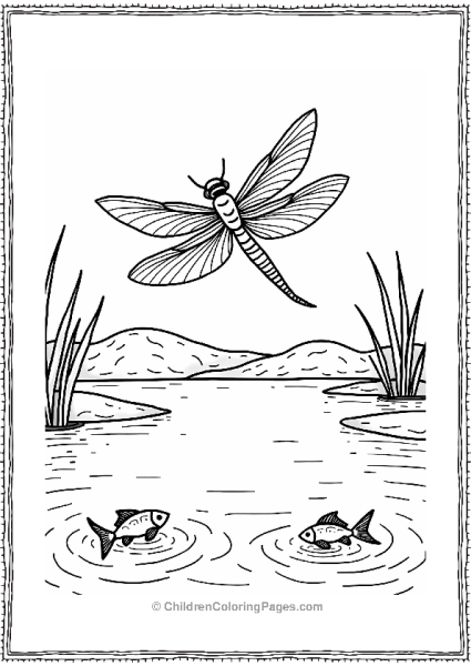 Dragonfly Over A Tranquil Lake Free PDF Printable