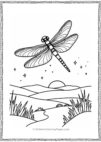 Dragonfly Over Sunset Landscape Free PDF Printable