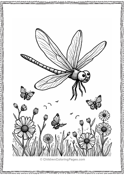 Dragonfly Over Wildflowers Free PDF Printable