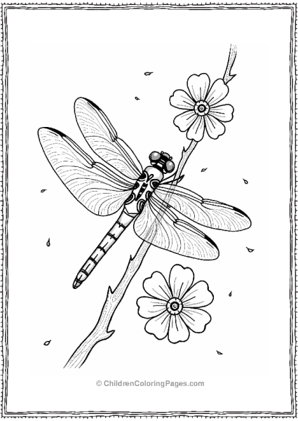 Dragonfly Resting On A Twig Free PDF Printable