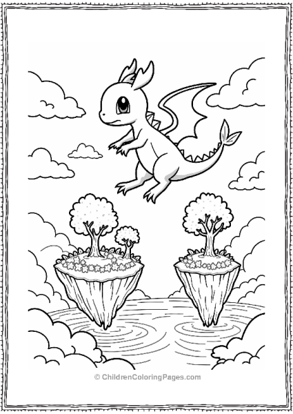 Dragonite Above Floating Islands Free PDF Printable