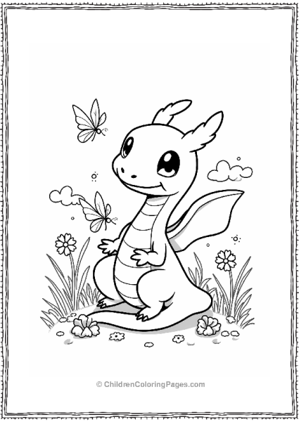 Dragonite And Fairies In A Meadow Free PDF Printable