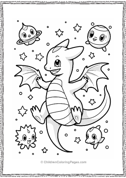 Dragonite And Friends In Space Free PDF Printable