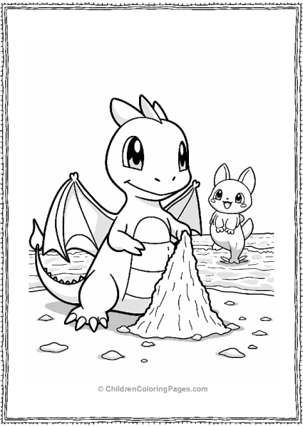 Dragonite Building A Sandcastle At The Beach Free PDF Printable