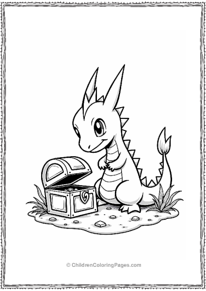 Dragonite Discovering A Treasure Chest Free PDF Printable