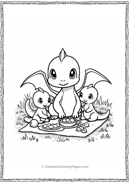 Dragonite Family Picnic Free PDF Printable