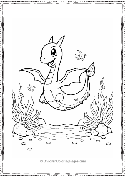 Dragonite Gliding Through Coral Reef Free PDF Printable