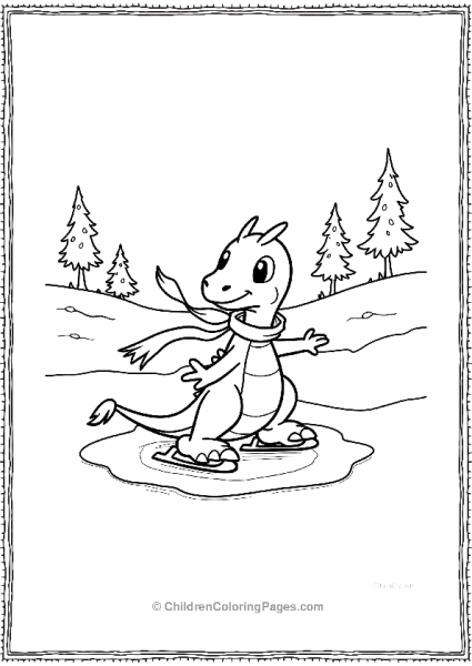 Dragonite Ice Skating On A Frozen Pond Free PDF Printable