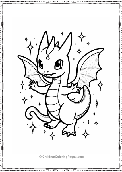 Dragonite With Sparkles And Magic Free PDF Printable