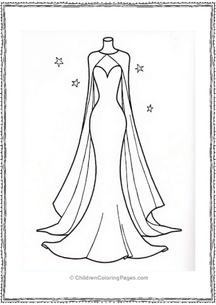 Dramatic Evening Gown With Star Motifs Free PDF Printable