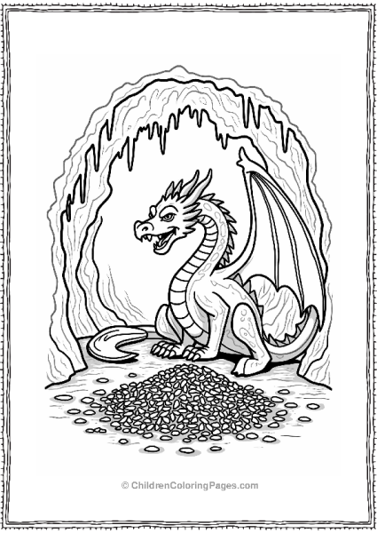 Dreadful Dragon In Its Treasure Cave Free PDF Printable