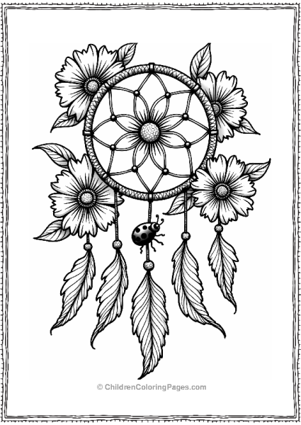 Dreamcatcher Among Flowers And Ladybug Free PDF Printable