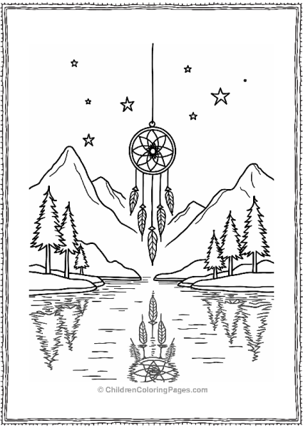 Dreamcatcher Over A Tranquil Lake Free PDF Printable