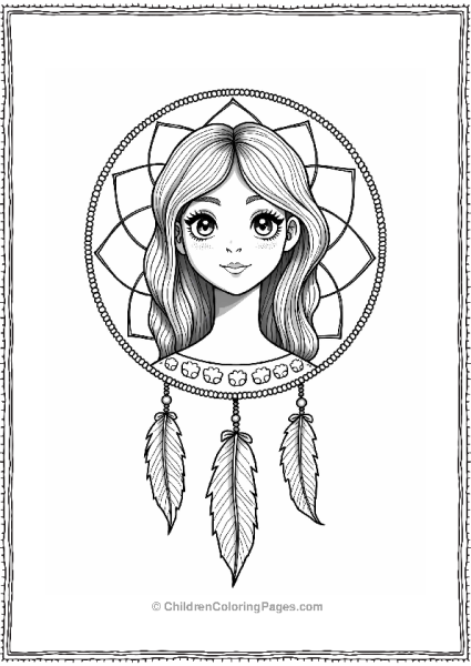 Dreamcatcher With A Smiling Girl Free PDF Printable