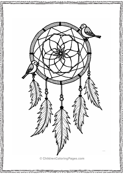 Dreamcatcher With Birds And Feathers Free PDF Printable