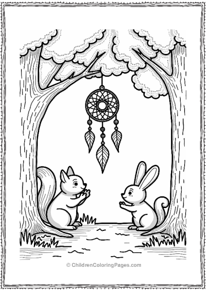 Dream Catcher With Curious Animals Free PDF Printable