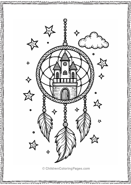 Dreamcatcher With Fairy Castle Free PDF Printable