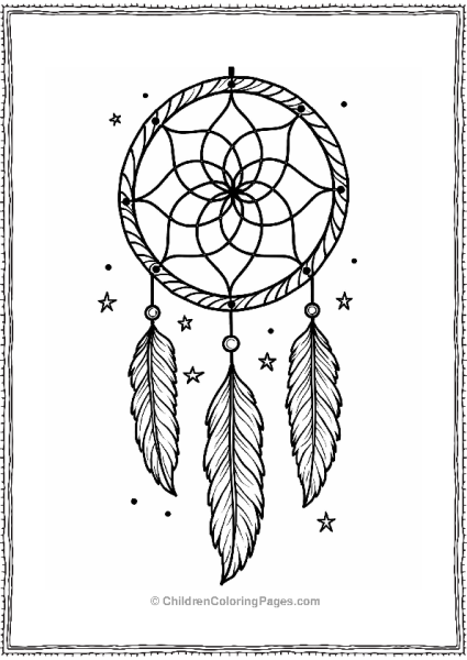 Dream Catcher With Feathers And Stars Free PDF Printable