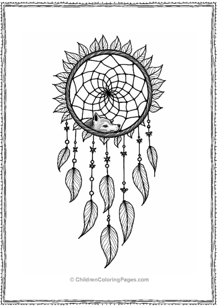 Dreamcatcher With Fox And Leaves Free PDF Printable