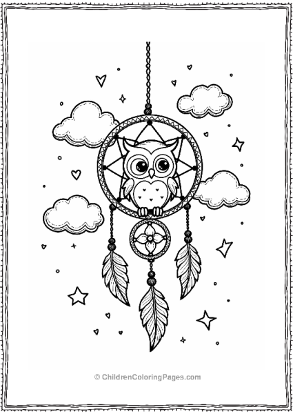 Dreamcatcher With Owl In The Clouds Free PDF Printable