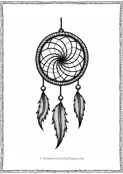 Dreamcatcher With Spiral Patterns Free PDF Printable