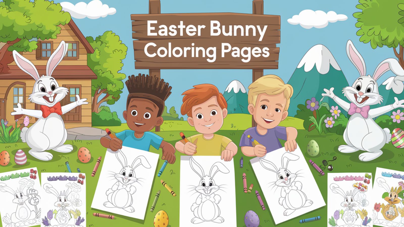 Easter Bunny Coloring Pages – Download Free PDF Printables For Kids 🐰🥚 🌸🌼