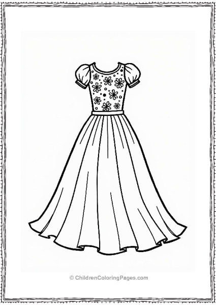 Elegant Ball Gown Coloring Page Free PDF Printable