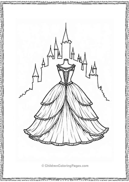 Enchanting Ball Gown With Castle Silhouette Free PDF Printable