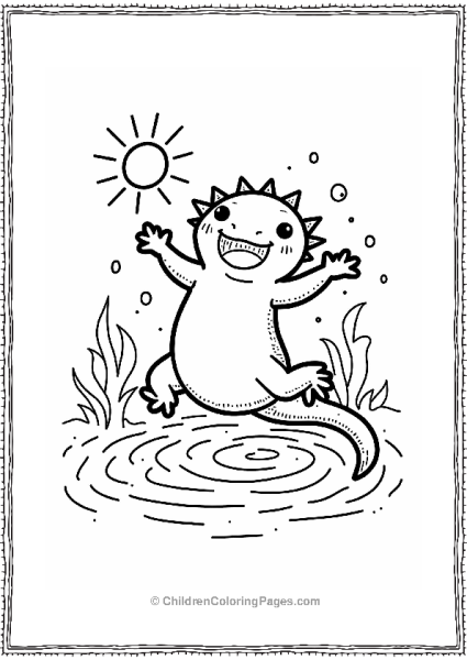 Excited Axolotl Jumping Out Of Water Free PDF Printable