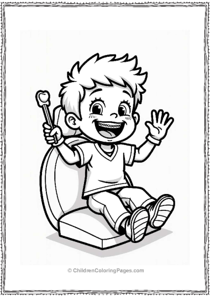 Excited Kid With Braces At The Dentist Free PDF Printable