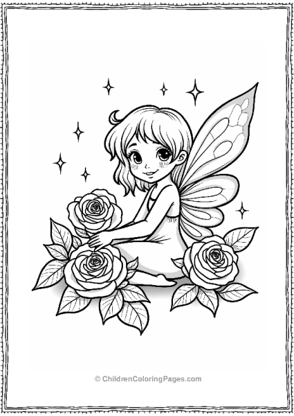 Fairy Among Roses Free PDF Printable