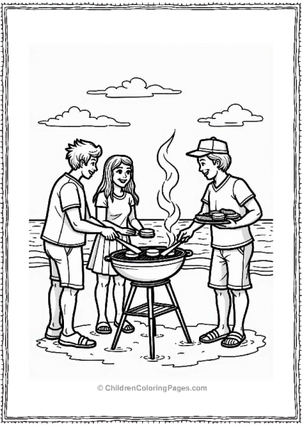 Family Barbecue On The Beach Free PDF Printable