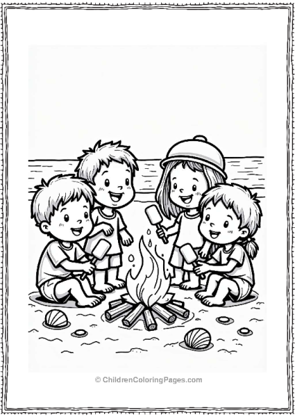 Family Bonfire On The Beach Free PDF Printable