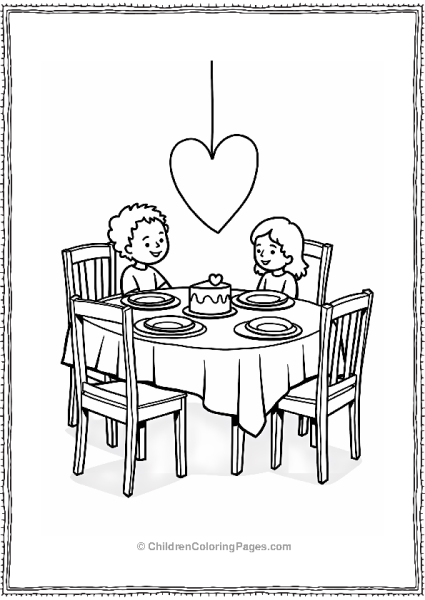 Family Dinner With Heart Plates Free PDF Printable