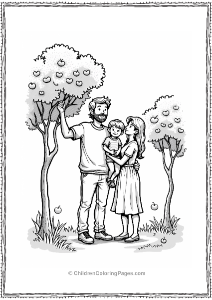 Family Picking Cherries Free PDF Printable