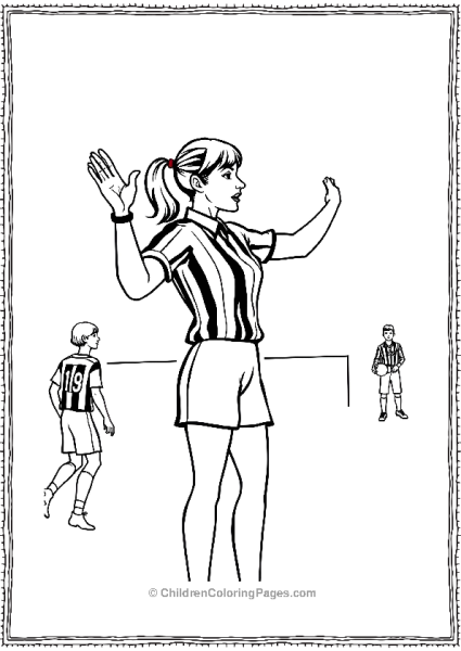 Female Referee Signaling Foul During Basketball Game Free PDF Printable