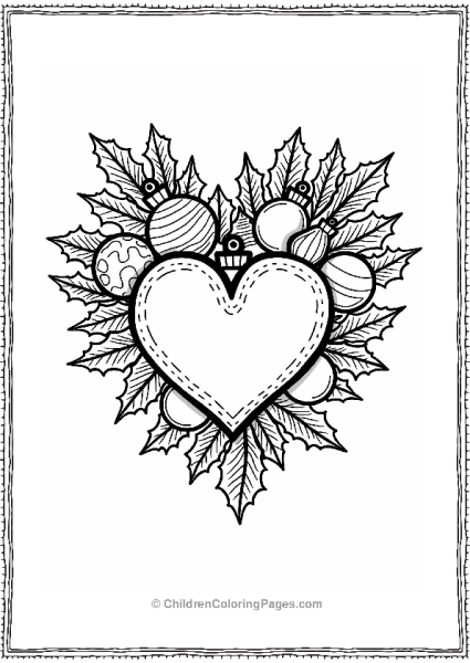 Festive Heart With Ornaments Free PDF Printable