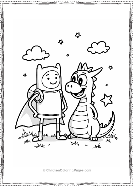 Finn And Dragon In A Whimsical Sky Free PDF Printable