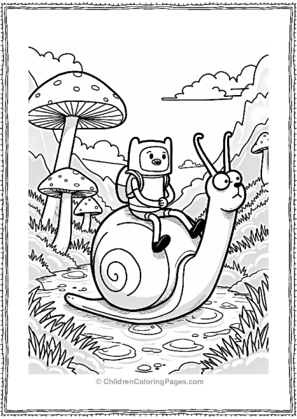 Finn And Jake Riding A Giant Snail Free PDF Printable